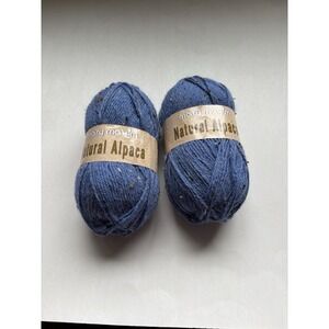 2 Mary Maxim Natural Alpaca Tweed Yarn Blue Denim 262 yards Knit Crochet 3.5oz